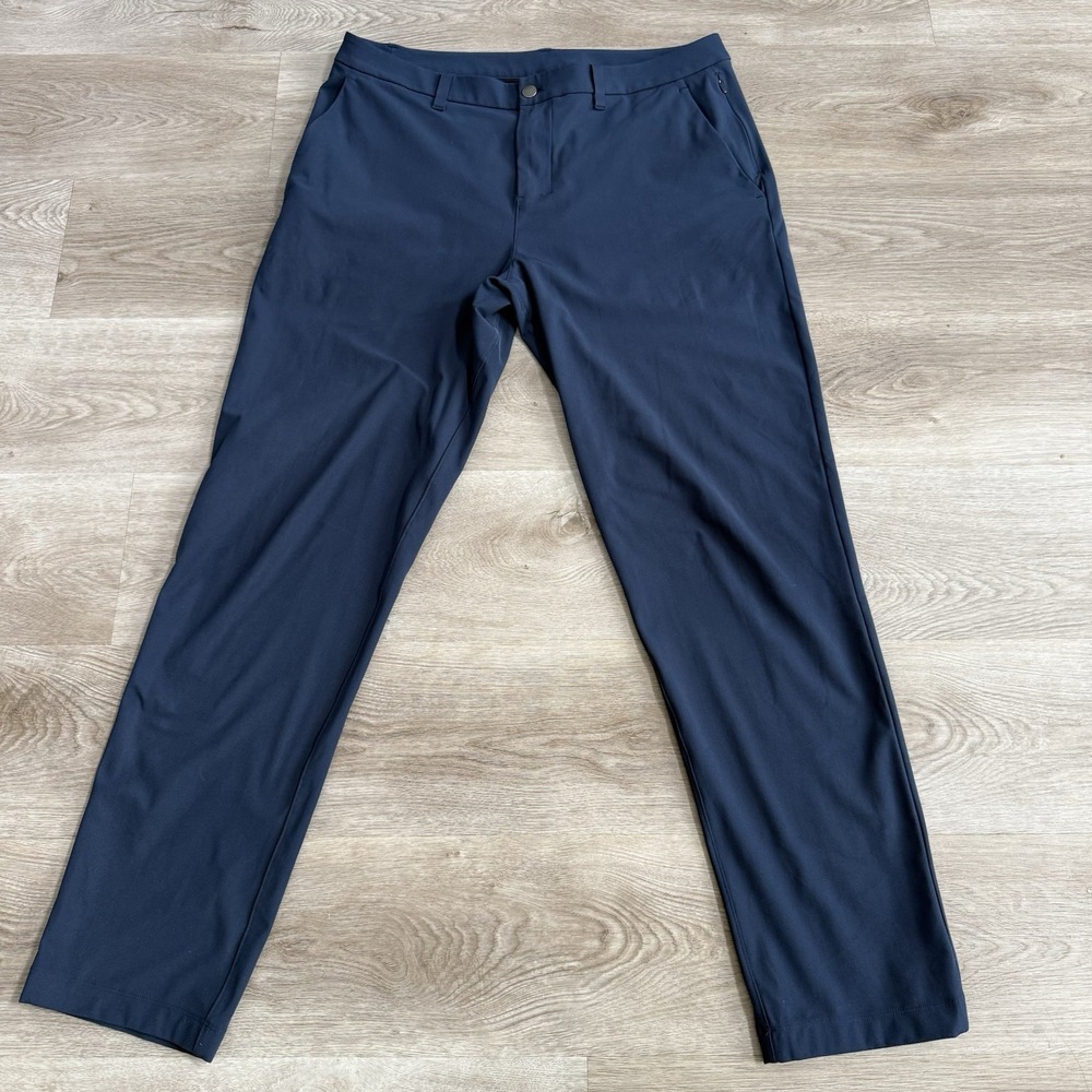 Lululemon Mens ABC Classic Fit Trouser Pants 34x32 Charcoal Navy Blue Warpstreme